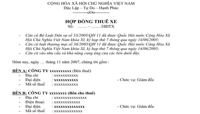 Noi Dung Thue Xe 7 Cho Hop Dong